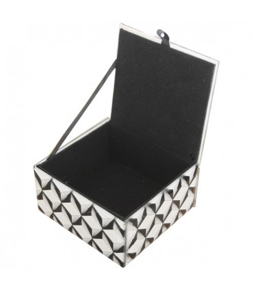 Boîte à bijoux graphique noire et blanche