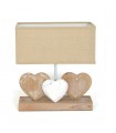 Lampe de table en bois 3 cœurs