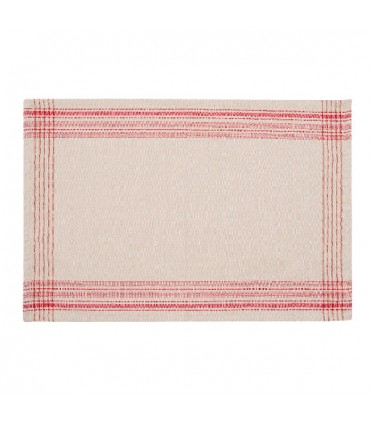 Set de Table en Coton Rayé, par 2 Rouge