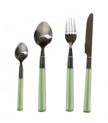 Couverts Berlingot 16 pièces avec support Vert