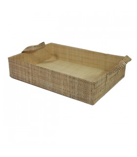Plateau de service en raphia naturel et brun