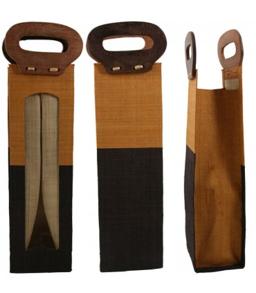 Porte-Bouteille en raphia Orange et Brun