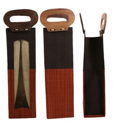 Porte-Bouteille en raphia Rouille et Naturel