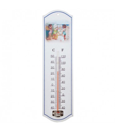 Thermomètre métal motif plage