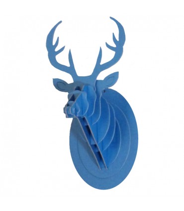 Mini Trophée en Carton Cerf  Bleu Royal