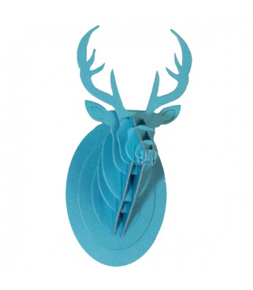 Mini Trophée en Carton Cerf  Turquoise
