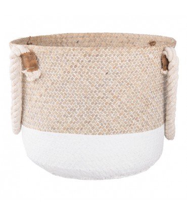 Panier de Rangement en Osier : 40*40*30 cm blanc et naturel