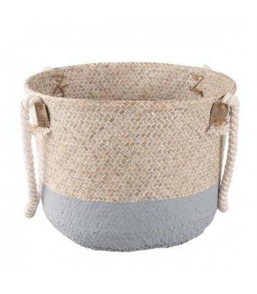 Panier de Rangement en Osier :  36*36*26 cm gris et naturel