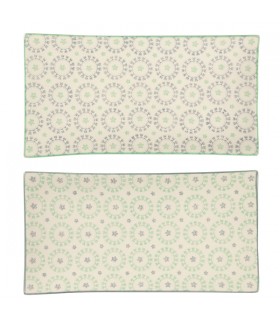 Plat de service rectangulaire Gris et Vert