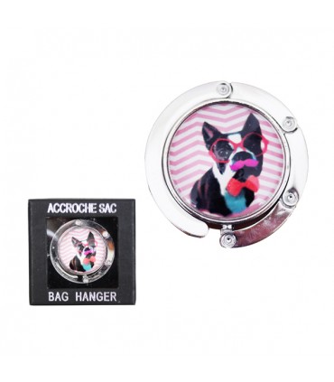 Accroche-Sac chien rigolo Chien à moustaches roses