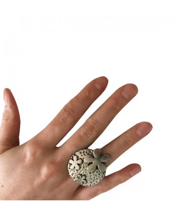 Bague Métal Argenté Flowers