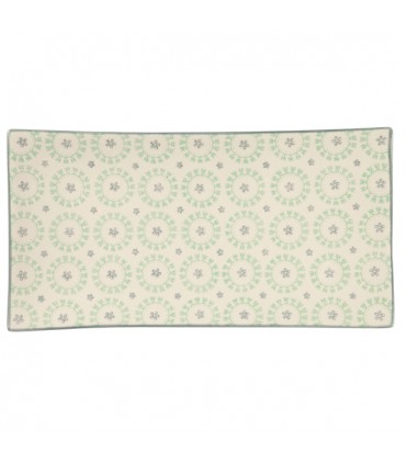 Plat de service rectangulaire Gris et Vert motif vert 1