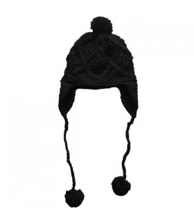 Bonnet pompon femme noir