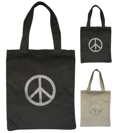 Cabas Peace&Love argenté