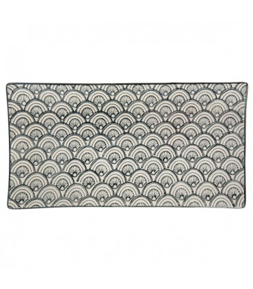 Plat de Service Rectangulaire Paon gris