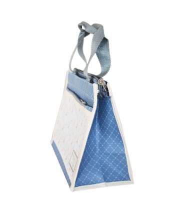 Petit sac à main zippé Tour Eiffel Bleu-Gris