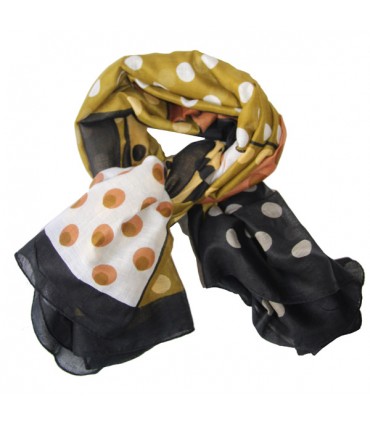 Foulard de coton à pois kaki