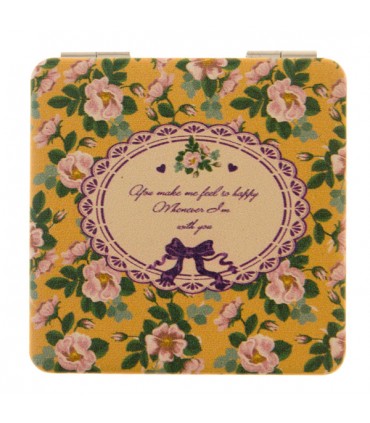 Miroir de Poche tapis de roses Jaune