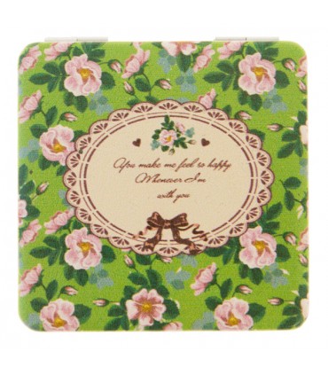 Miroir de Poche tapis de roses Vert