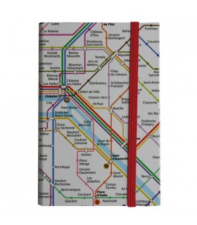 Carnet élastique Plan de métro Paris Blanc