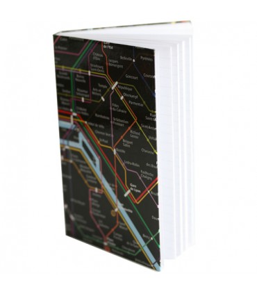 Carnet élastique Plan de métro Paris noir