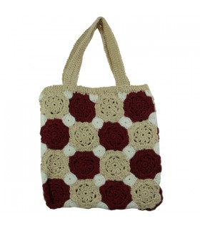 Sac fleuri bordeaux et beige