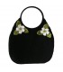 Sac à main en crochet noir fleur verte