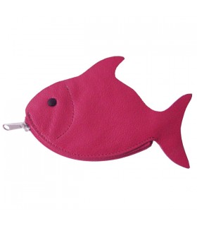 Porte-Monnaie en cuir poisson fuchsia