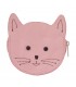 Porte-Monnaie en cuir chat rose