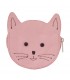 Porte-Monnaie en cuir chat rose