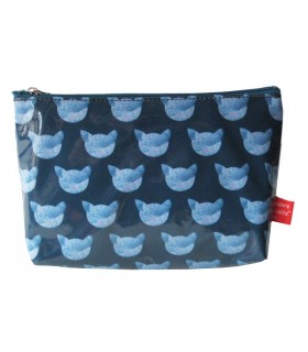 Grande trousse plastifiée chatons bleus