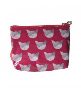 Petite trousse plastifiée chatons bordeaux