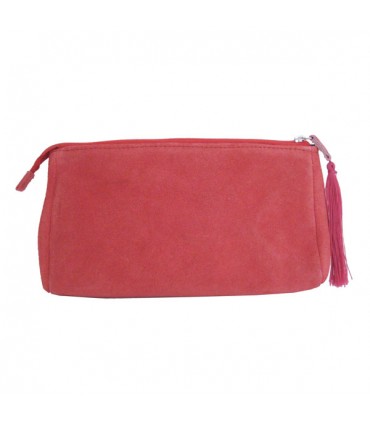 Trousse en cuir suédine Sultan Framboise