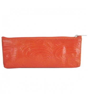 Trousse en cuir plate Conque Orange