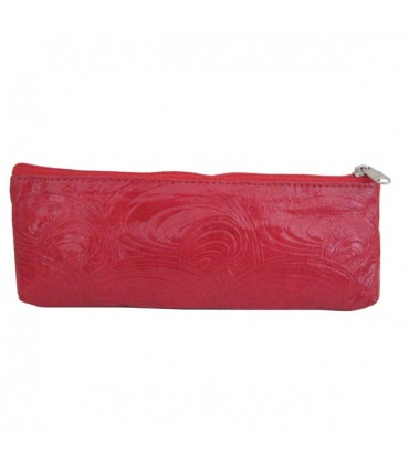 Trousse en cuir plate Conque Rouge