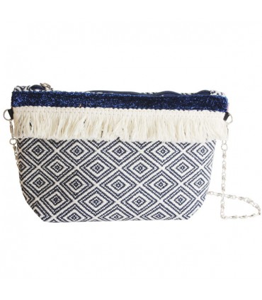 Pochette Jacquard avec chaînette Bleu marine