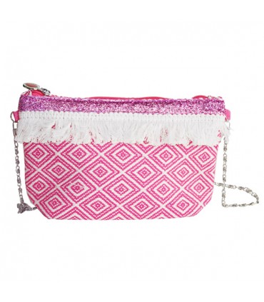 Pochette Jacquard avec chaînette Rose