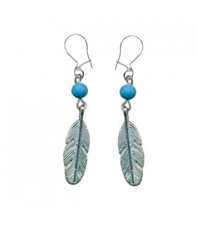 Boucles d'oreille plume bleues