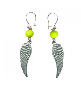 Boucles d'oreille aile jaune fluo