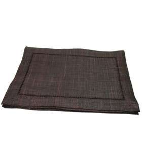 Set de table en raphia chocolat, lot de 6 sets