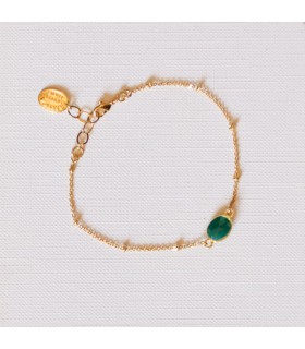 Bracelet plaqué or Agate Verte