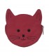 Porte-monnaie en cuir chat fuchsia