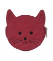 Porte-monnaie en cuir chat fuchsia