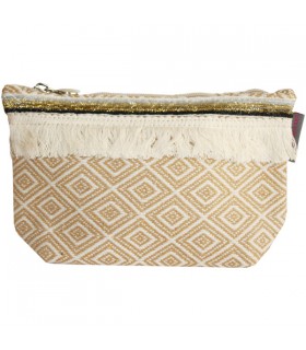 Trousse à Maquillage Jacquard Beige