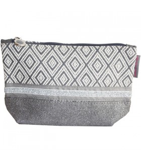 Trousse à Maquillage Jacquard Grise