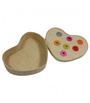 Boîte à bijoux cœur pastilles naturel