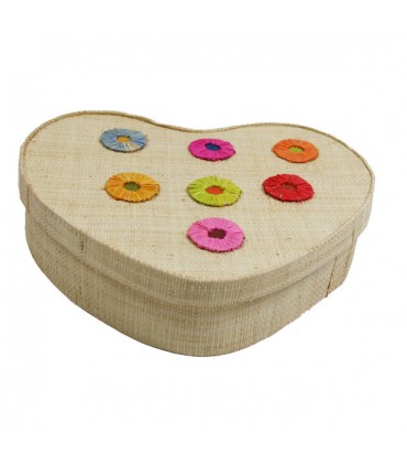 Boîte à bijoux cœur pastilles naturel