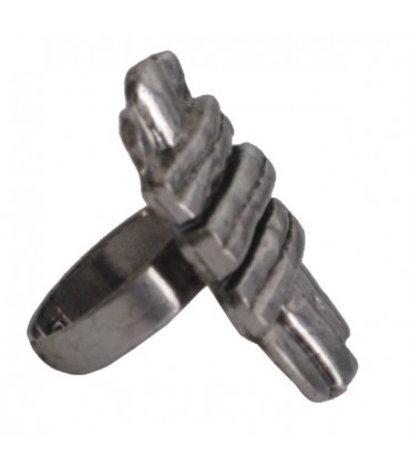 Bague rectangulaire en métal argenté