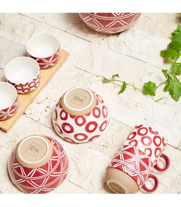 Set de 3 coupelles rouges et blanches