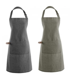 Tablier de cuisine en toile Myrna. Existe en vert et en gris foncé.